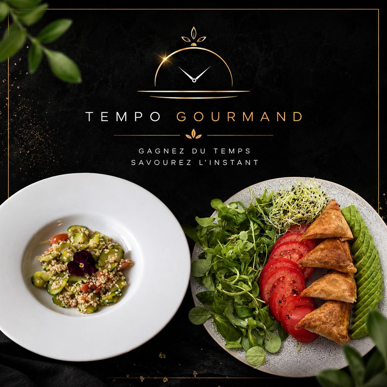 Saumon grillé, quinoa aux petits légumes et salade fraîche, Tempo Gourmand